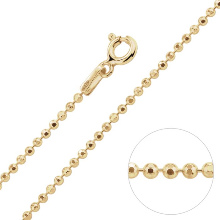 VARIOUS LENGTHS AVAILABLE GENUINE 9ct GOLD FINE DIAMOND CUT BALL BEAD NECKLACE 