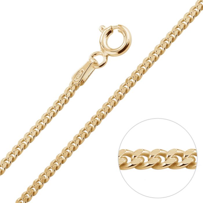  9ct Yellow Gold Plated 2mm Diamond Cut Curb Chain Necklace