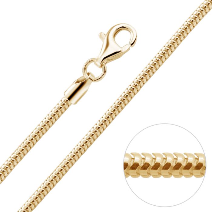  9ct Yellow Gold Plated 1.9mm Snake Chain Necklace