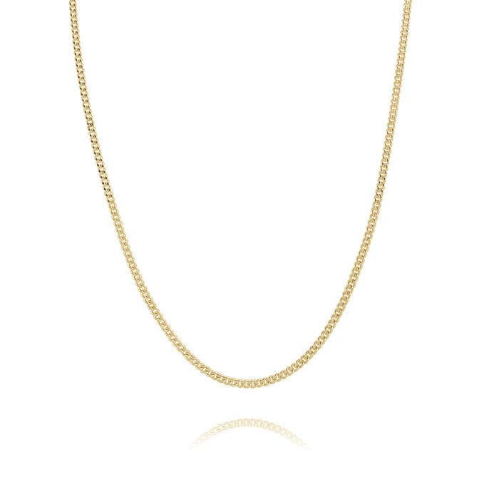 9ct Yellow Gold Plated 1.5mm Diamond Cut Curb Chain Necklace