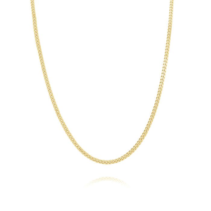  9ct Yellow Gold Plated 2mm Diamond Cut Curb Chain Necklace