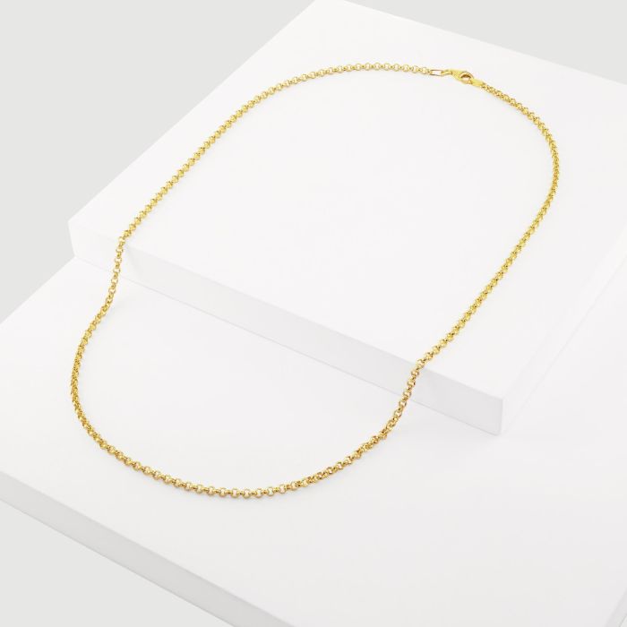 9ct Yellow Gold Plated Sterling Silver 2.6mm Belcher Chain