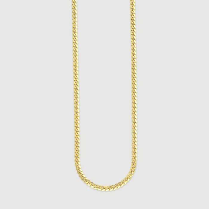 9ct Yellow Gold Plated Sterling Silver 3.5mm Diamond Cut Cuban Chain