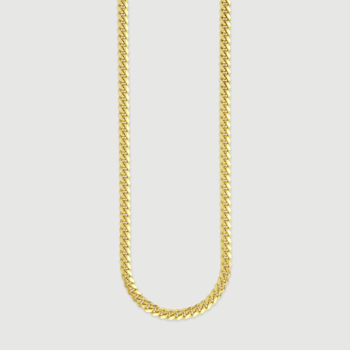 9ct Yellow Gold Plated Sterling Silver 4.2mm Diamond Cut Cuban Chain