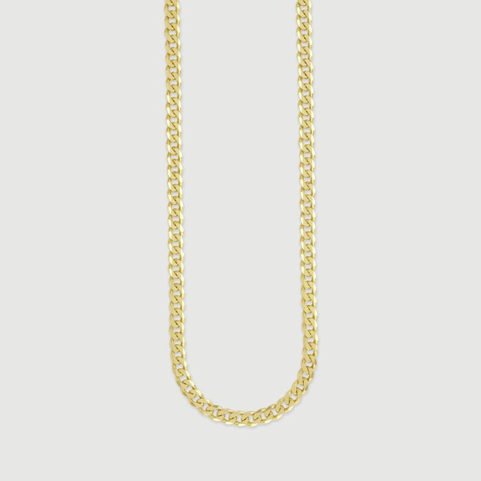 9ct Gold Plated Sterling Silver 4.3mm Diamond Cut Curb Chain