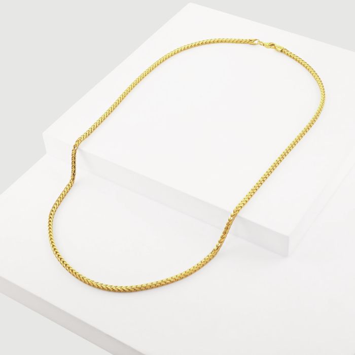 9ct Yellow Gold Plated Sterling Silver 2.5mm Franco Chain 