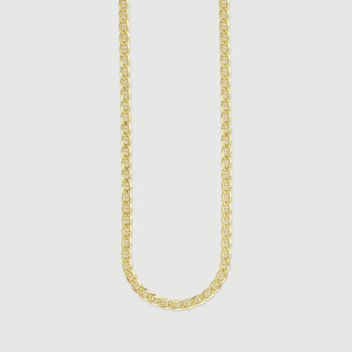 9ct Yellow Gold Plated Sterling Silver 3.7mm Diamond Cut Marina Chain 