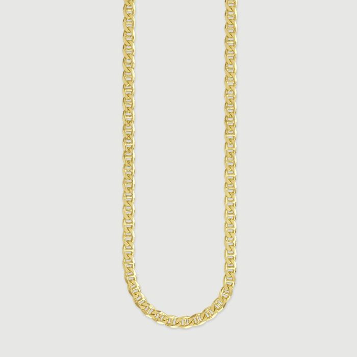 9ct Gold Plated Sterling Silver 4.6mm Diamond Cut Marina Chain