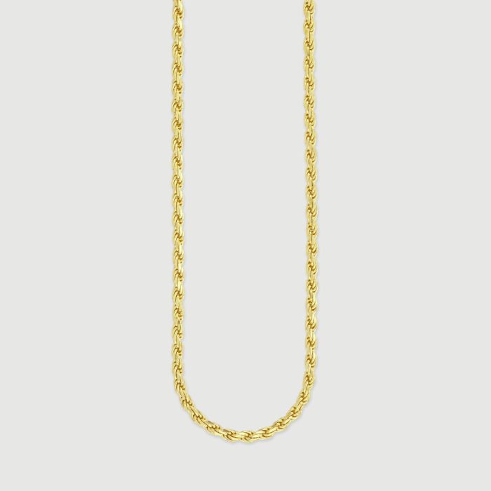 9ct Yellow Gold Plated Sterling Silver 3.3mm Diamond Cut Rope Chain