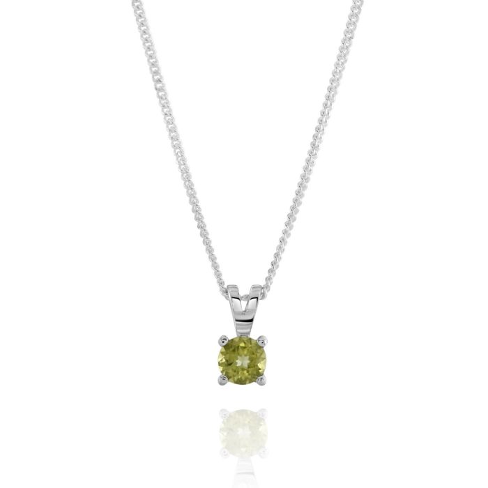 Sterling Silver August Peridot Birthstone Necklace with Curb Chain