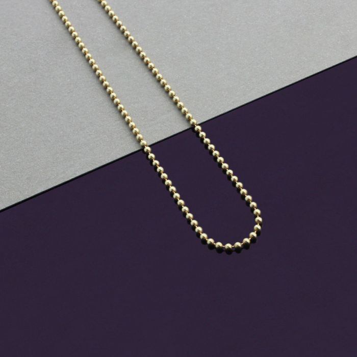 9ct Yellow Gold plated 1.5mm Ball Bead Chain Necklace