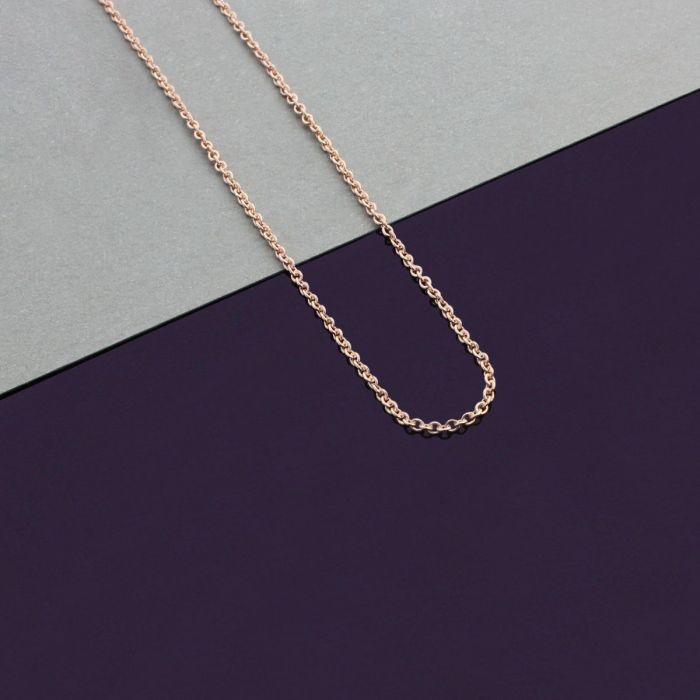 9ct Rose Gold plated 1.5mm Cable Trace Chain Necklace