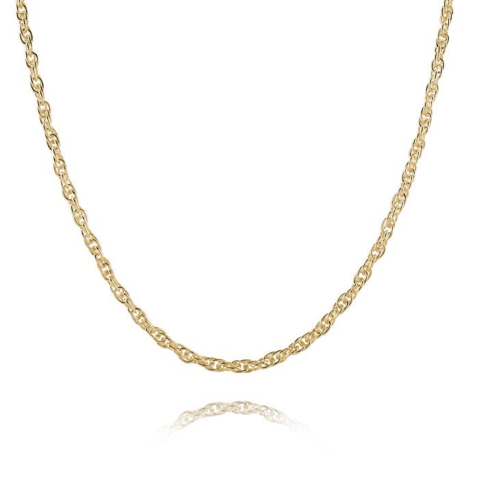  9ct Yellow Gold Plated 2mm Loose Rope Prince Of Wales Chain Necklace