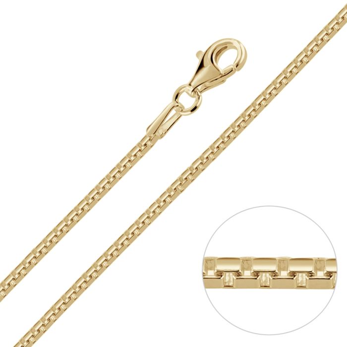 9ct Yellow Gold Plated 1.5mm Box Chain Necklace