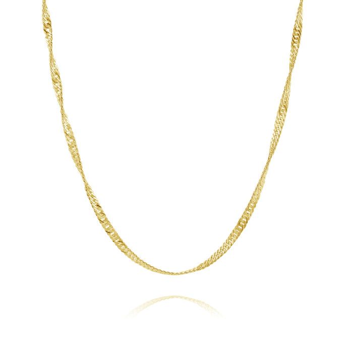  9ct Yellow Gold Plated 2mm Diamond Cut Singapore Chain Necklace