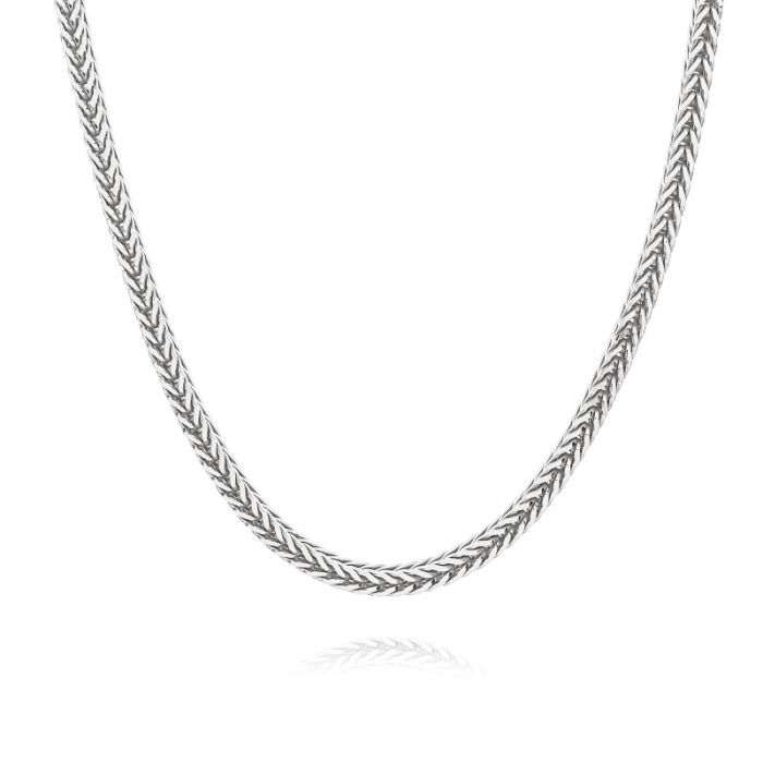 Sterling Silver 3.1mm Diamond Cut Foxtail Chain Necklace 
