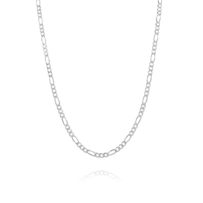 Sterling Silver 3mm Diamond Cut Figaro Chain Necklace
