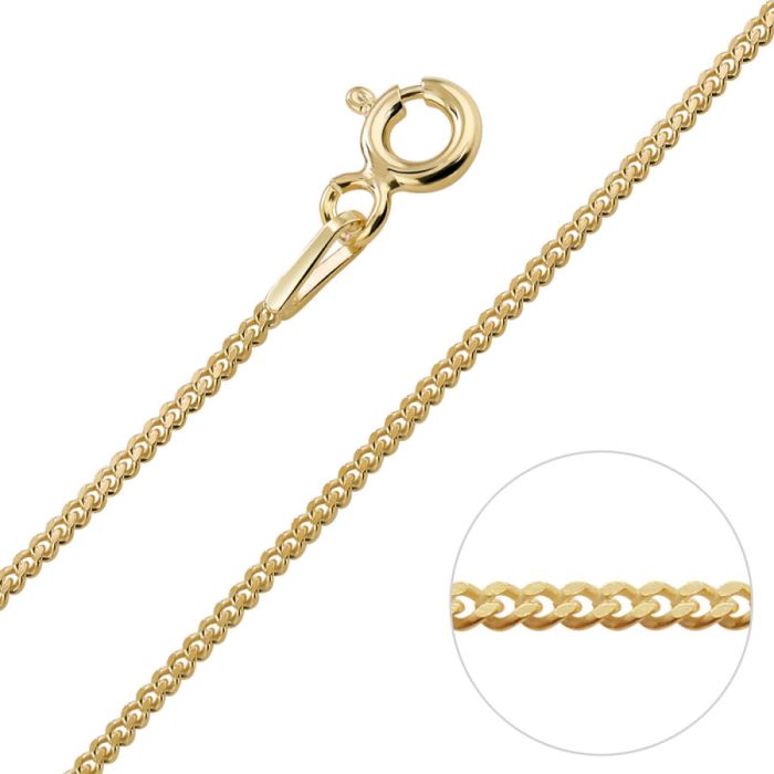 9ct Yellow Gold plated 1.2mm Diamond Cut Curb Chain Necklace