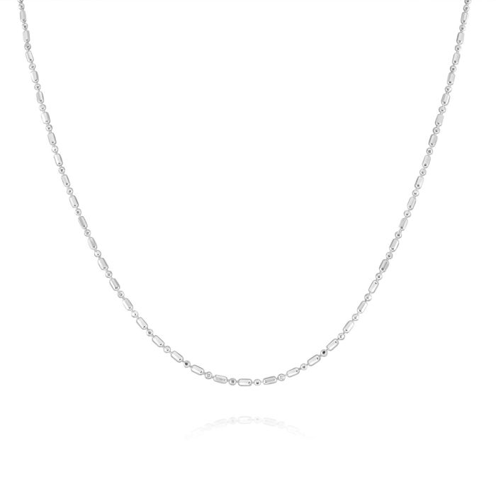 Sterling Silver 1.5mm Diamond Cut Ball and Bar Bead Chain Necklace
