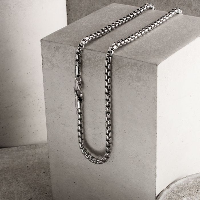 Sterling Silver 3.7mm Rounded Box Chain Lengths 18" to 30" Inch