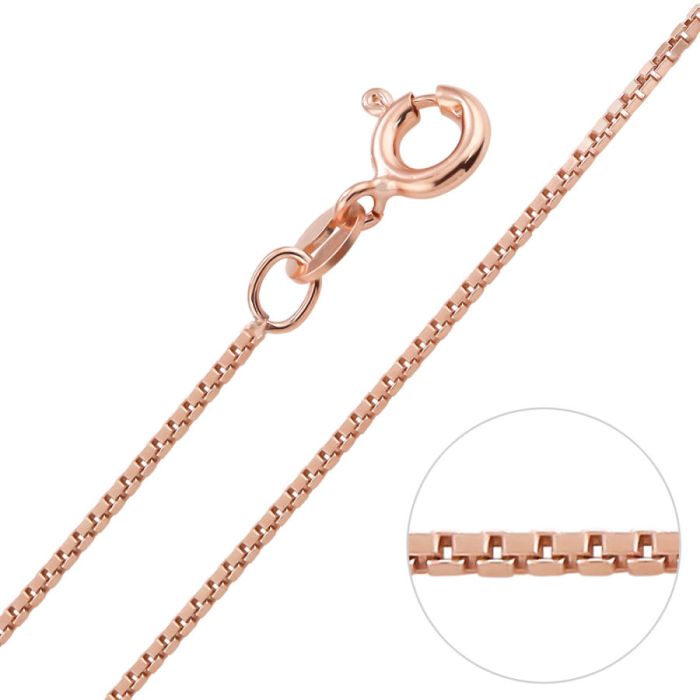 9ct Rose Gold plated  1mm Box Chain Necklace