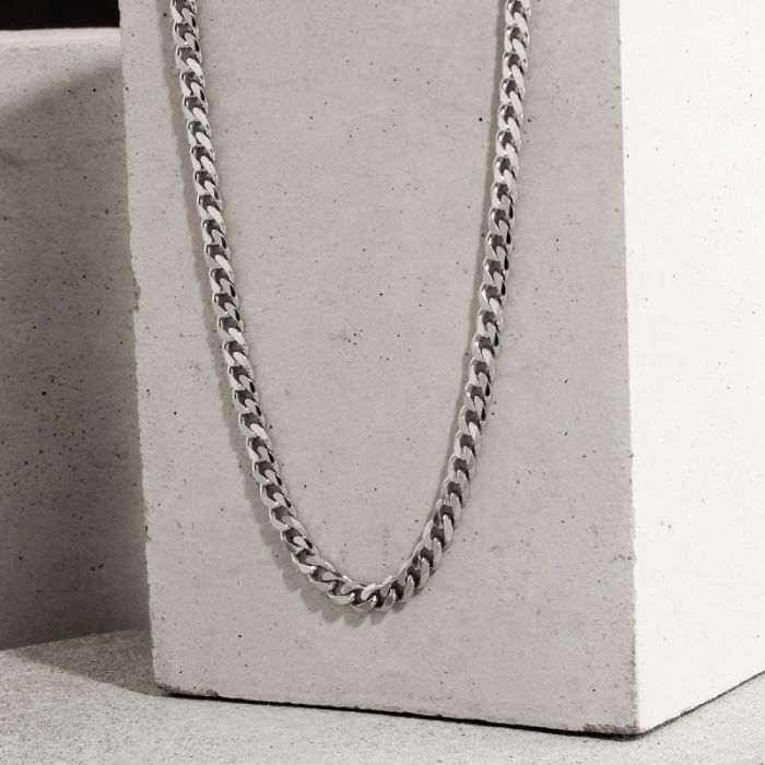 Sterling Silver 4.3mm Diamond Cut Curb Chain Necklace 