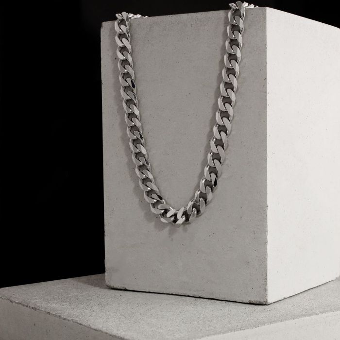 Sterling Silver 7.3mm Diamond Cut Curb Chain Necklace Heavy