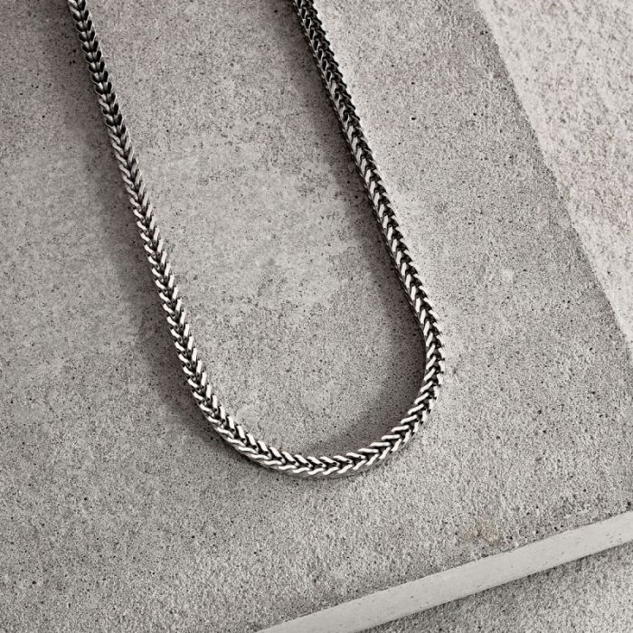 Sterling Silver 3.1mm Diamond Cut Foxtail Chain Necklace 