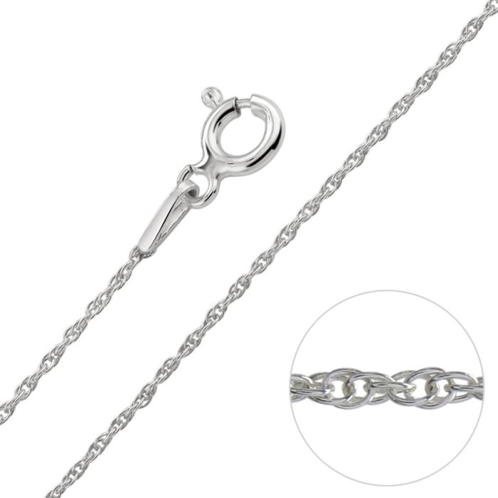 Sterling Silver 1mm Fine Loose Rope Prince Of Wales Chain Necklace