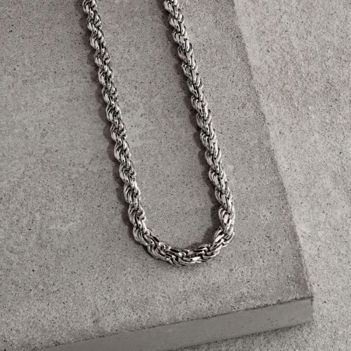 Sterling Silver 4.7mm Diamond Cut Rope Chain Necklace Thick