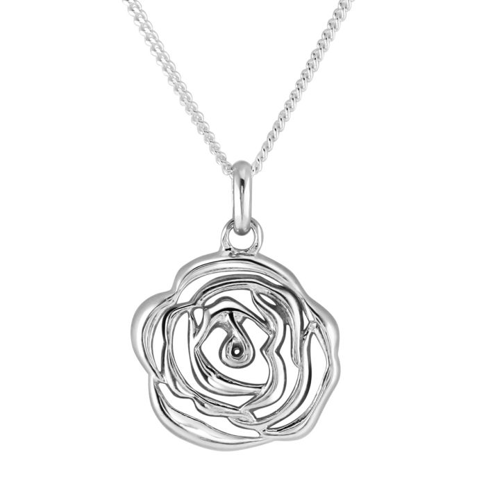 Sterling Silver June Rose Necklace with Curb Chain 16\