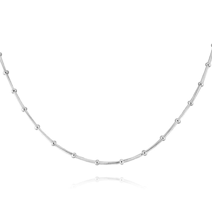 Sterling Silver Snake Chain Bobble Necklace with Disc Beads