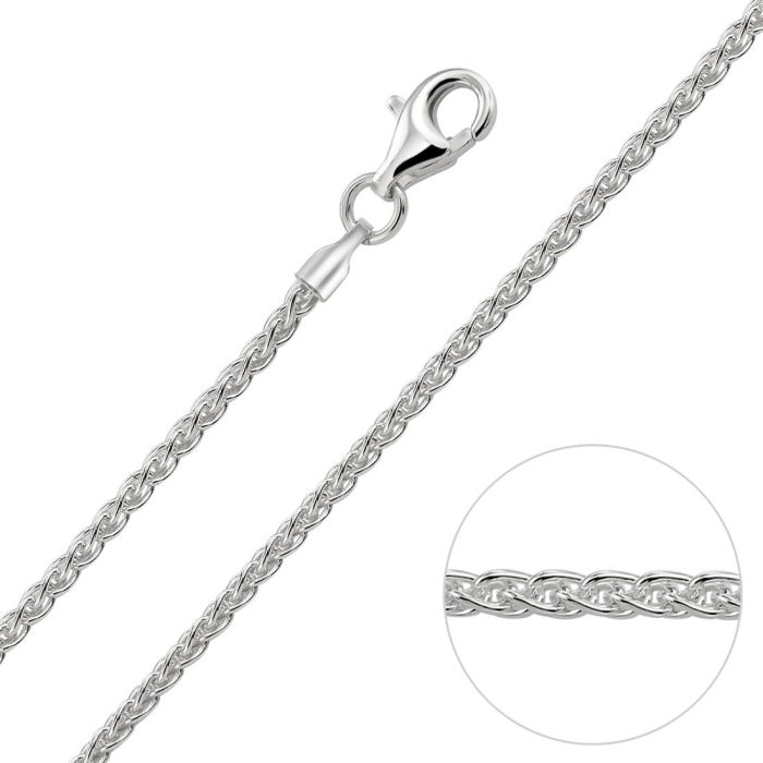 Sterling Silver 1.3mm Spiga Wheat Chain Necklace