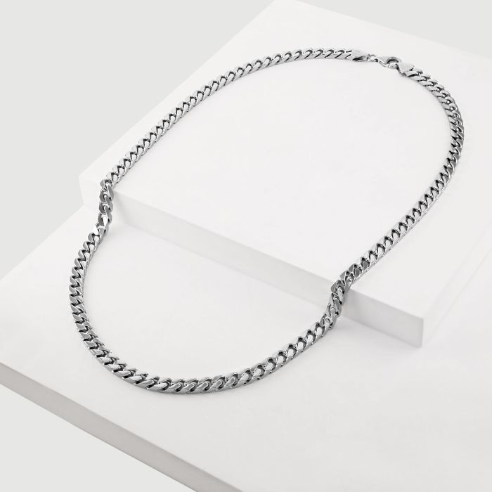 Sterling Silver 5.1mm Square Curb Chain Necklace 