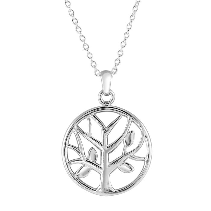 Sterling Silver Round Tree of Life Necklace with Cable Chain