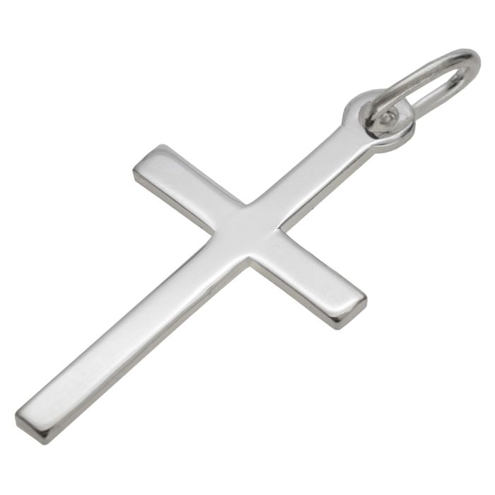 Sterling Silver Polished Plain Large Cross Pendant