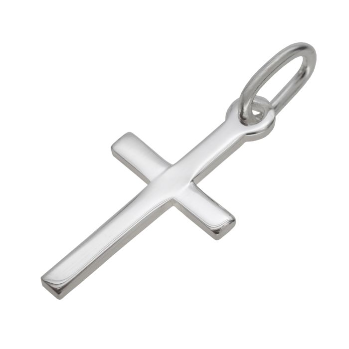 Sterling Silver Polished Plain Medium Cross Pendant