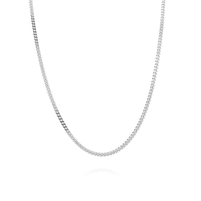 Sterling Silver 2mm Diamond Cut Curb Chain Necklace