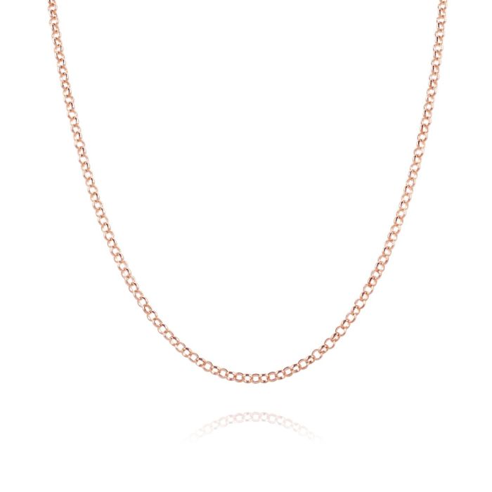 9ct Rose Gold plated 2mm Belcher Rolo Chain Necklace