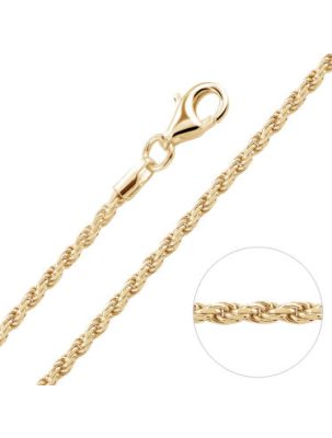  9ct Yellow Gold Plated 1.8mm Diamond Cut Rope Chain Necklace