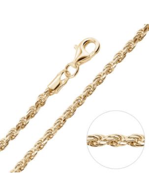  9ct Yellow Gold Plated 2.3mm Diamond Cut Rope Chain Necklace