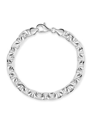 Thick Sterling Silver 7mm Anchor Bracelet with Diamond Cut