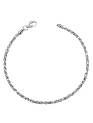 Sterling Silver 2.3mm diamond cut Rope link bracelet with lobster clasp - Click to magnify