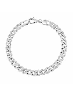 Sterling Silver 9.3mm Diamond Cut Curb Link Bracelet
