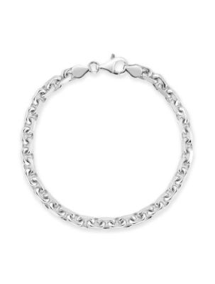 sterling silver anchor bracelet 4.6mm flat