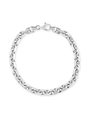 Thick Sterling Silver 5.5mm Anchor Bracelet Diamond Cut