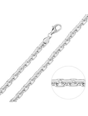 Sterling Silver 4.6mm Anchor Chain Necklace Diamond Cut