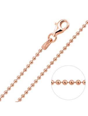 9ct Rose Gold Plated Ball Bead Chain Necklace 1.5mm Angle