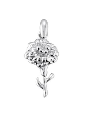 Sterling Silver Carnation January Flower Pendant