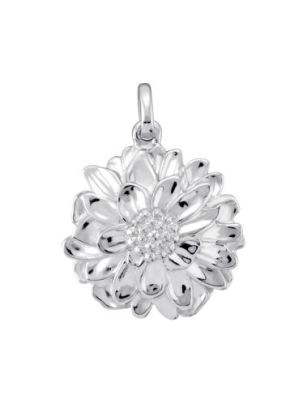 Sterling Silver Chrysanthemum November Flower Pendant